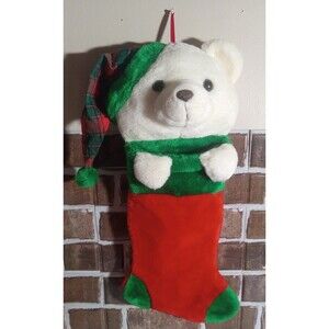 3D Plush Teddy Bear Head & Paws Christmas Stocking